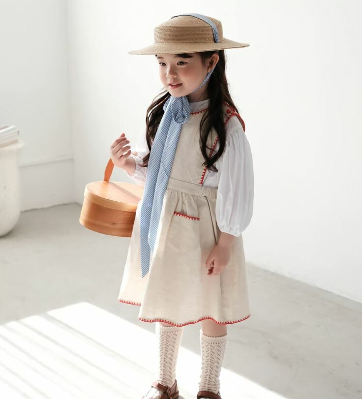 mes kids des fleurs 平頂綁帶草帽 broad_brimmed straw hat
