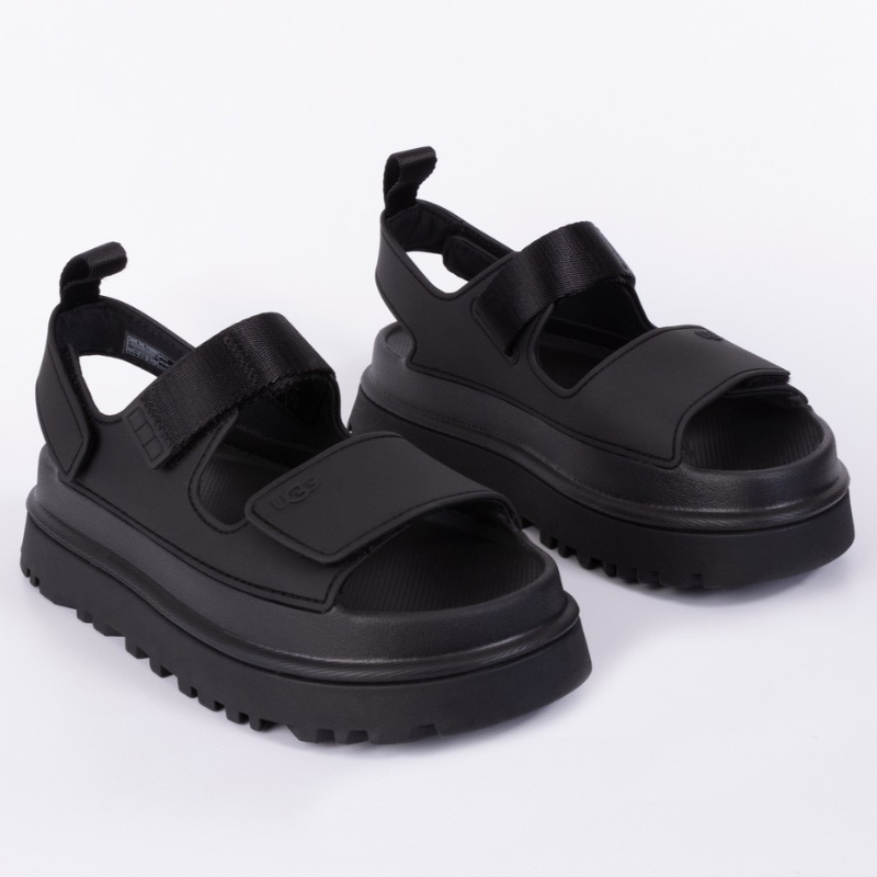 女鞋 UGG W GoldenGlow 全黑 防水 增高厚底涼鞋 膠鞋 雨鞋【UG1152685BLK】