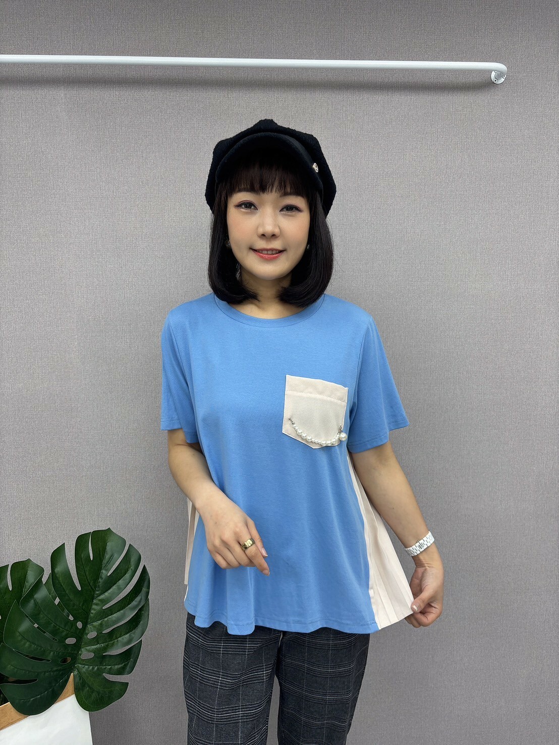 棉質後百摺上衣