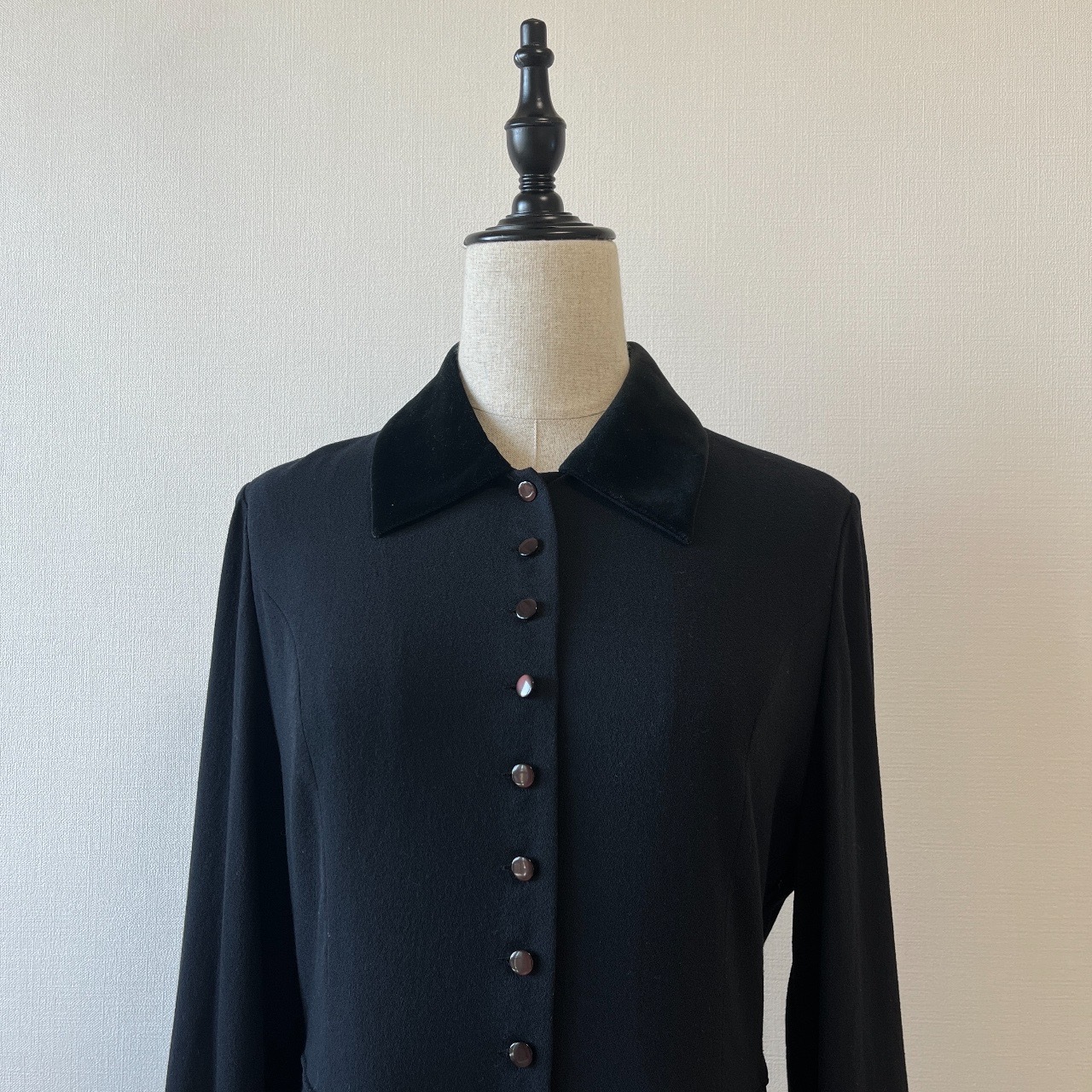 Laura Ashley黑色絲絨領子古著連身裙