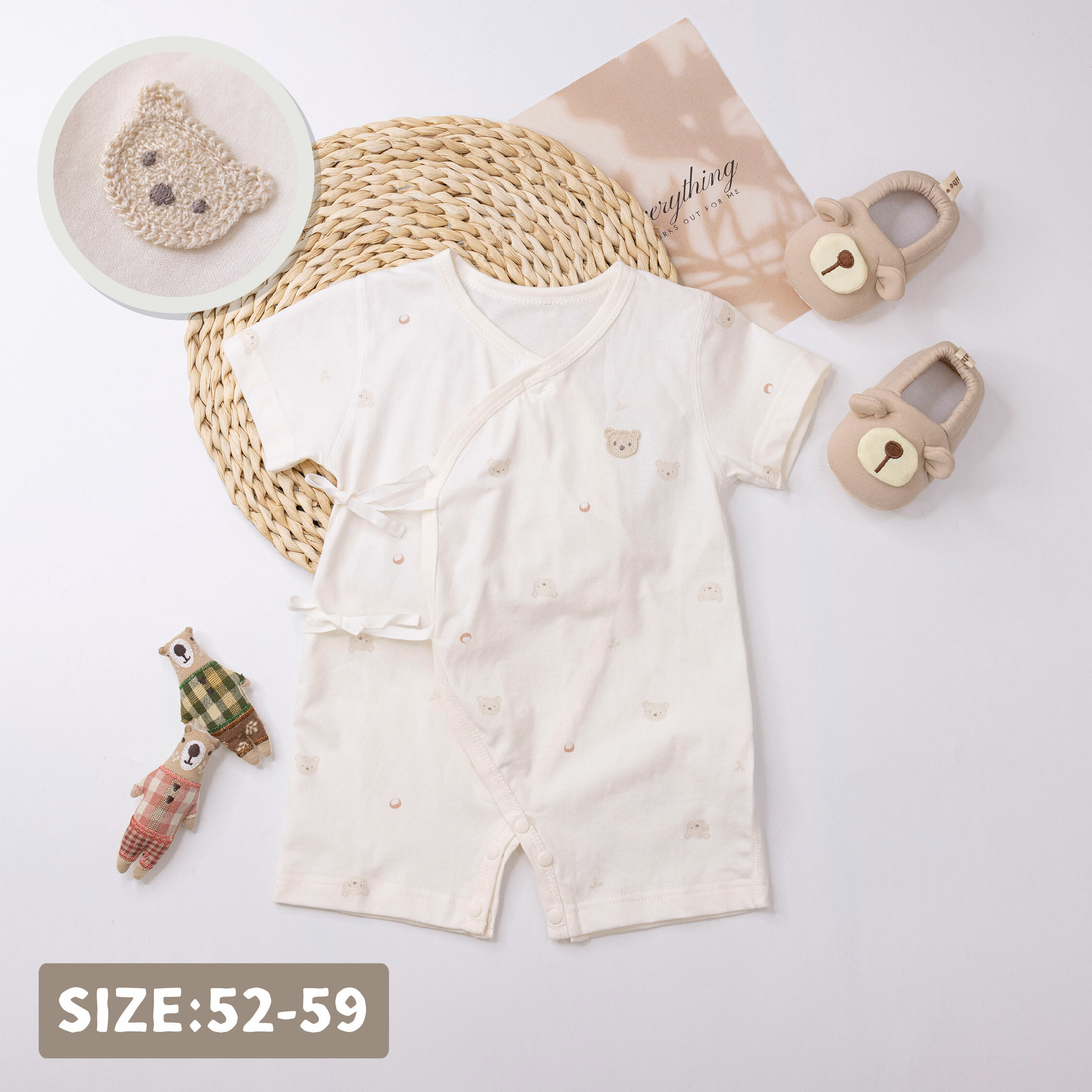 純淨系列【T0050】呆呆小熊開襟短袖連身衣