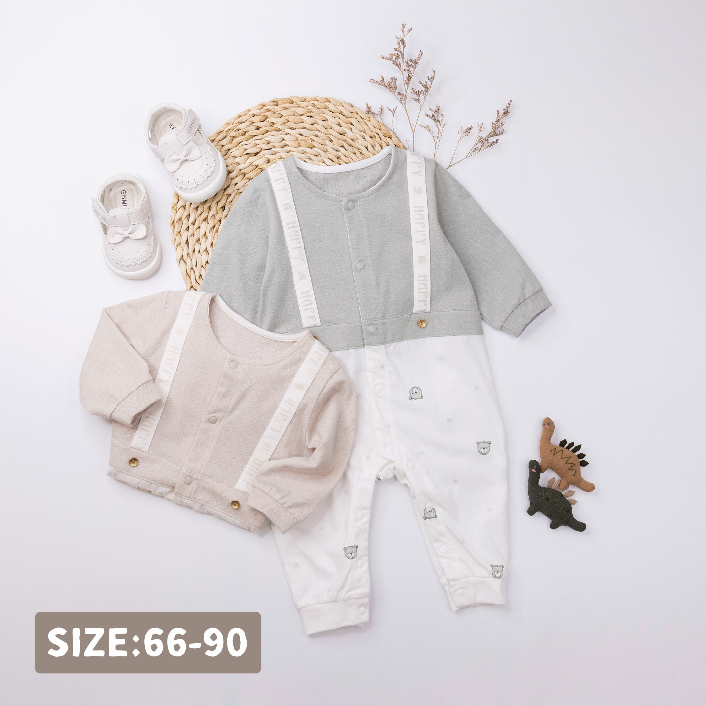 純淨系列【T0037】呆萌熊熊舒適長袖連身衣＊二色