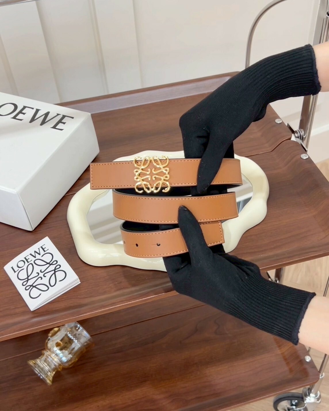 LOEWE｜ANAGRAM 雙面牛皮革腰帶 2.8CM