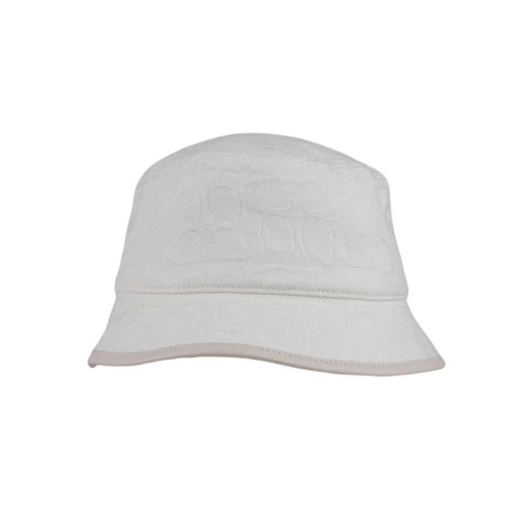 【COACH】CC Logo 浮雕緹花布棉質漁夫帽(白色) C9716 WHT
