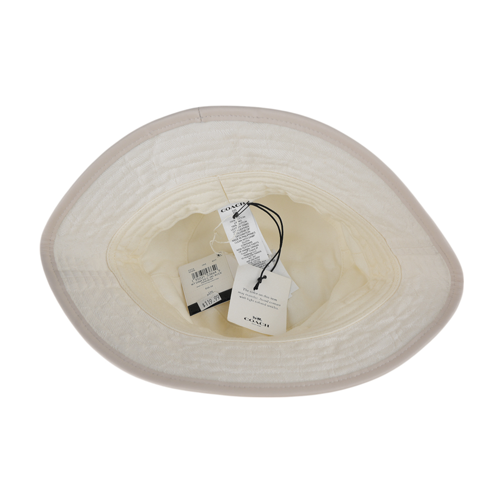 【COACH】CC Logo 浮雕緹花布棉質漁夫帽(白色) C9716 WHT