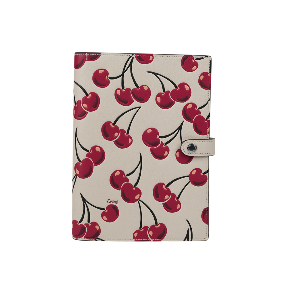 【COACH】櫻桃圖案平滑皮革筆記本/記事本(白色) CY992 SVCAH