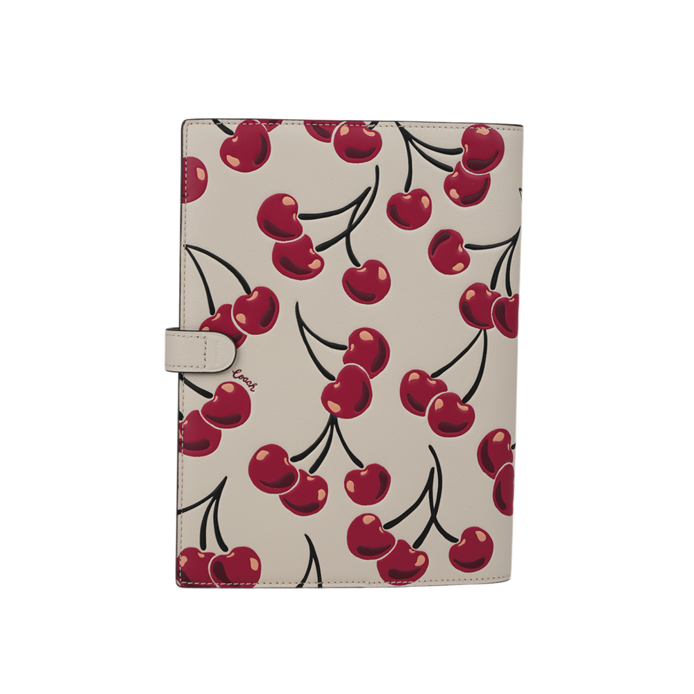 【COACH】櫻桃圖案平滑皮革筆記本/記事本(白色) CY992 SVCAH