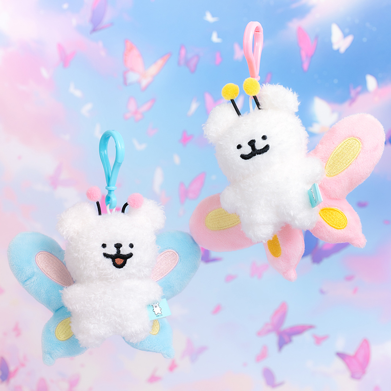 線條小狗蝴蝶絨毛公仔吊飾 [共2款可選擇]