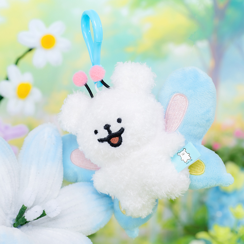 線條小狗蝴蝶絨毛公仔吊飾 [共2款可選擇]