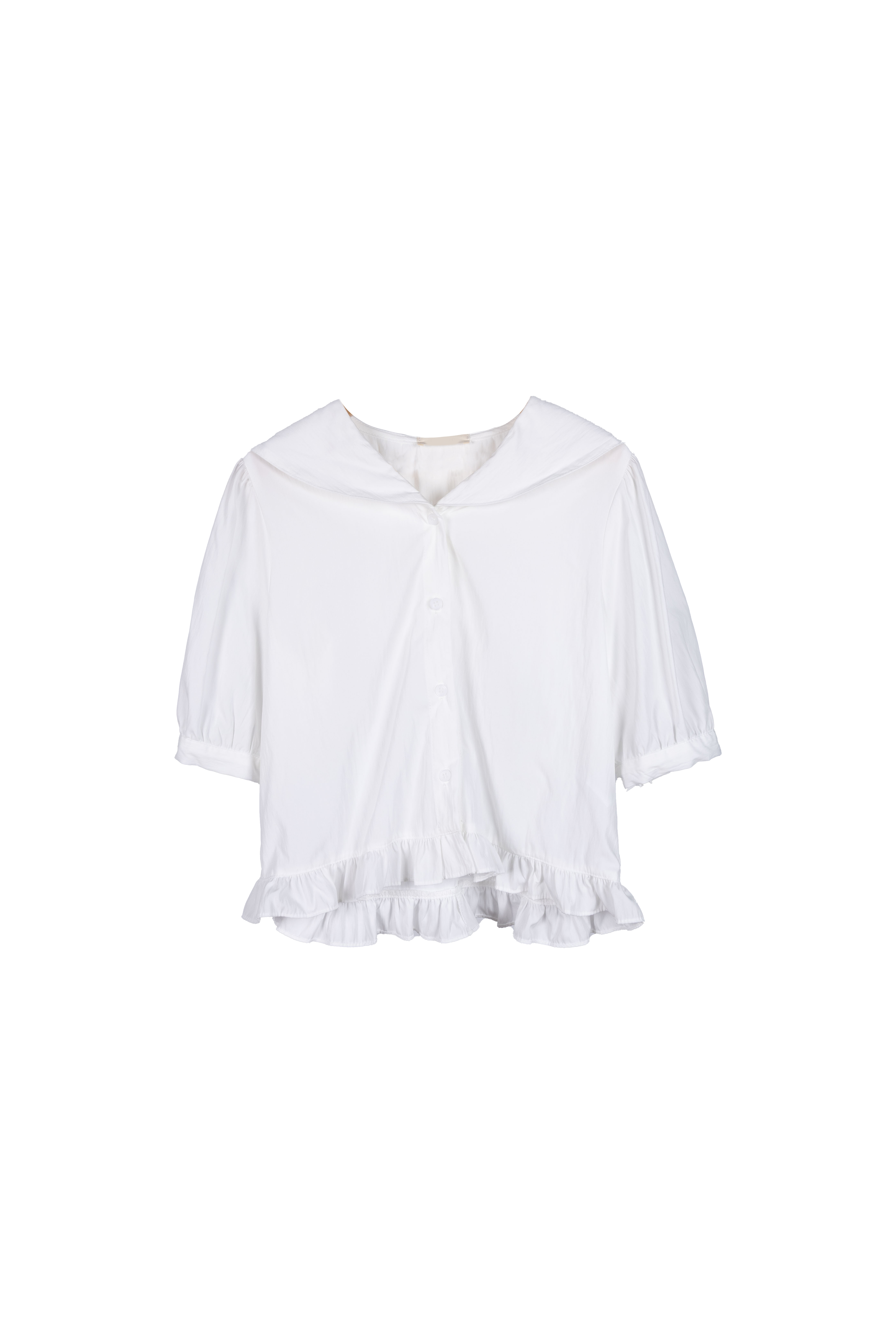 水手領泡袖ruffle底開胸TOP