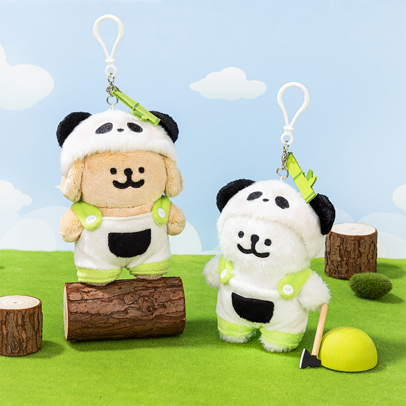 線條小狗變裝熊貓絨毛公仔吊飾 [共2款可選擇]