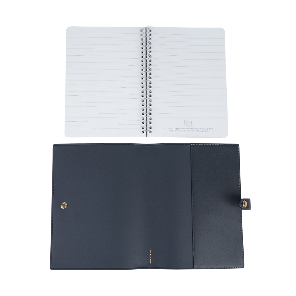 【COACH】櫻桃圖案塗層帆布及皮革筆記本/記事本(牛仔藍) CZ004 IMDEI