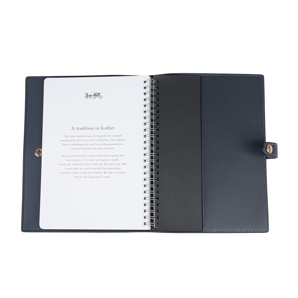 【COACH】櫻桃圖案塗層帆布及皮革筆記本/記事本(牛仔藍) CZ004 IMDEI
