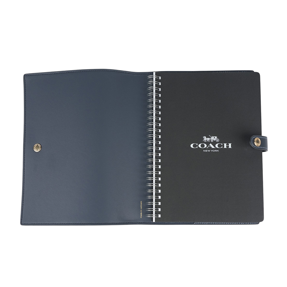【COACH】櫻桃圖案塗層帆布及皮革筆記本/記事本(牛仔藍) CZ004 IMDEI