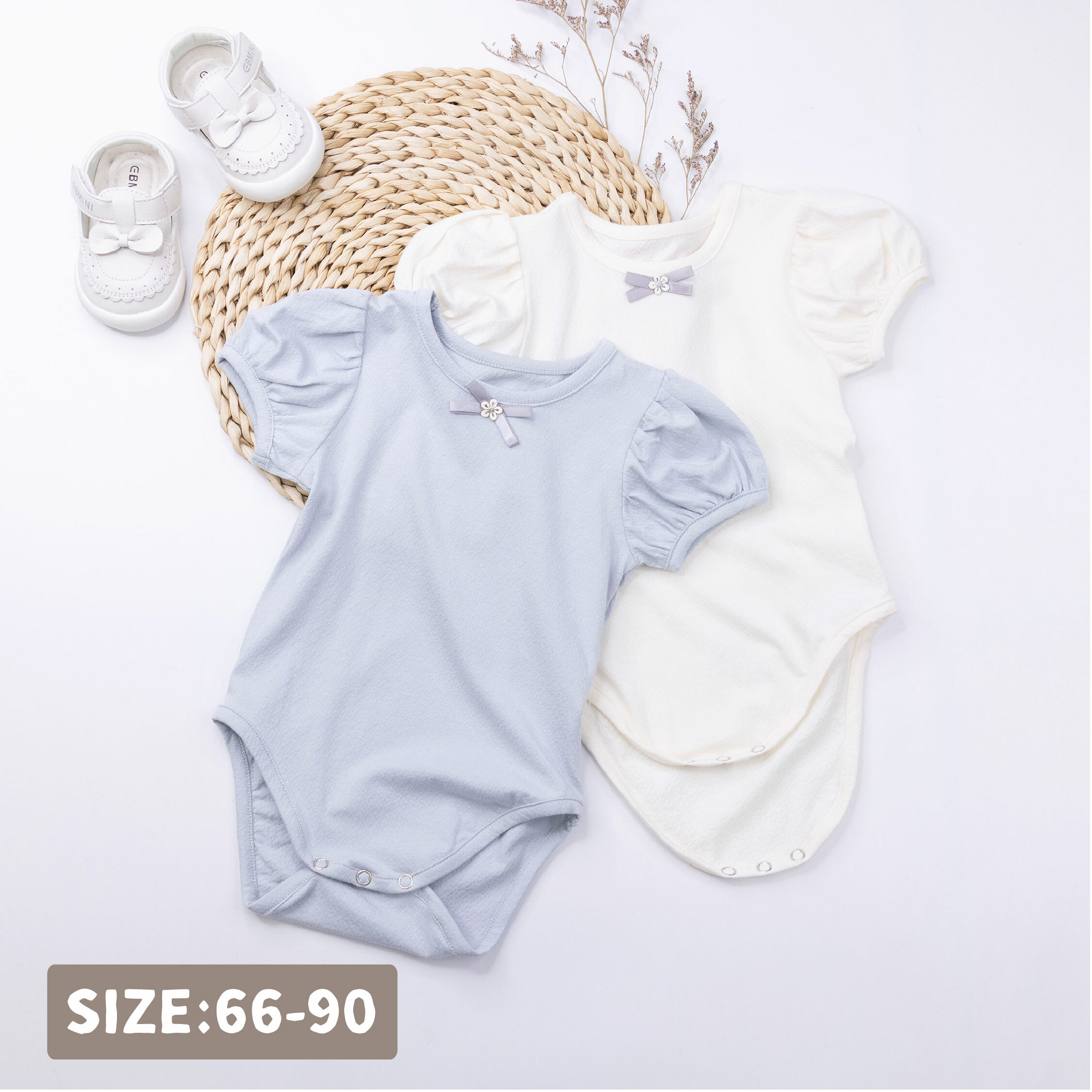 【JG0460】甜甜蝴蝶結花朵親膚包屁衣＊二色