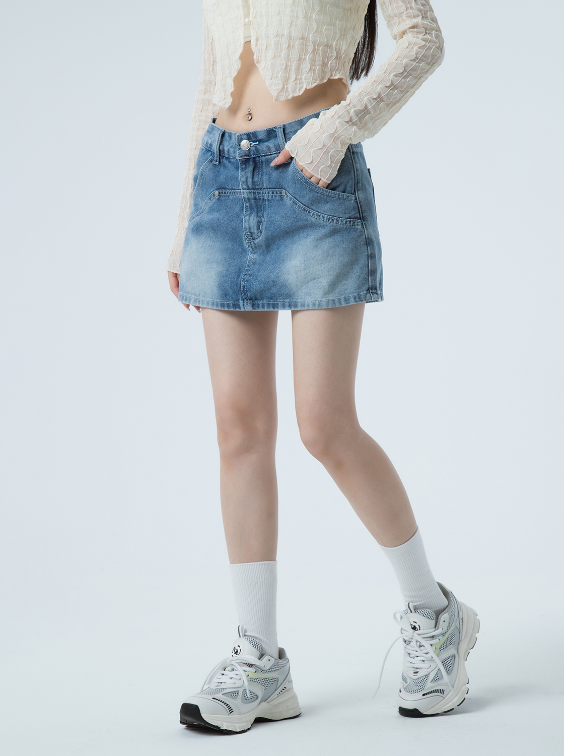 顯瘦直筒牛仔迷你短裙