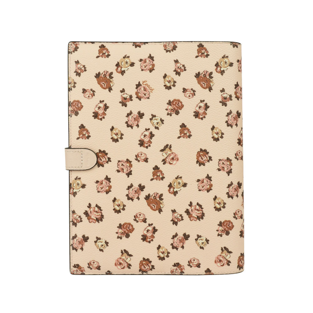 【COACH】玫瑰花圖案塗層帆布及皮革筆記本/記事本(粉色) CY996 08XKE