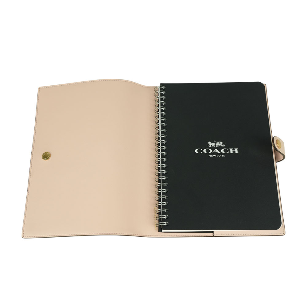 【COACH】玫瑰花圖案塗層帆布及皮革筆記本/記事本(粉色) CY996 08XKE