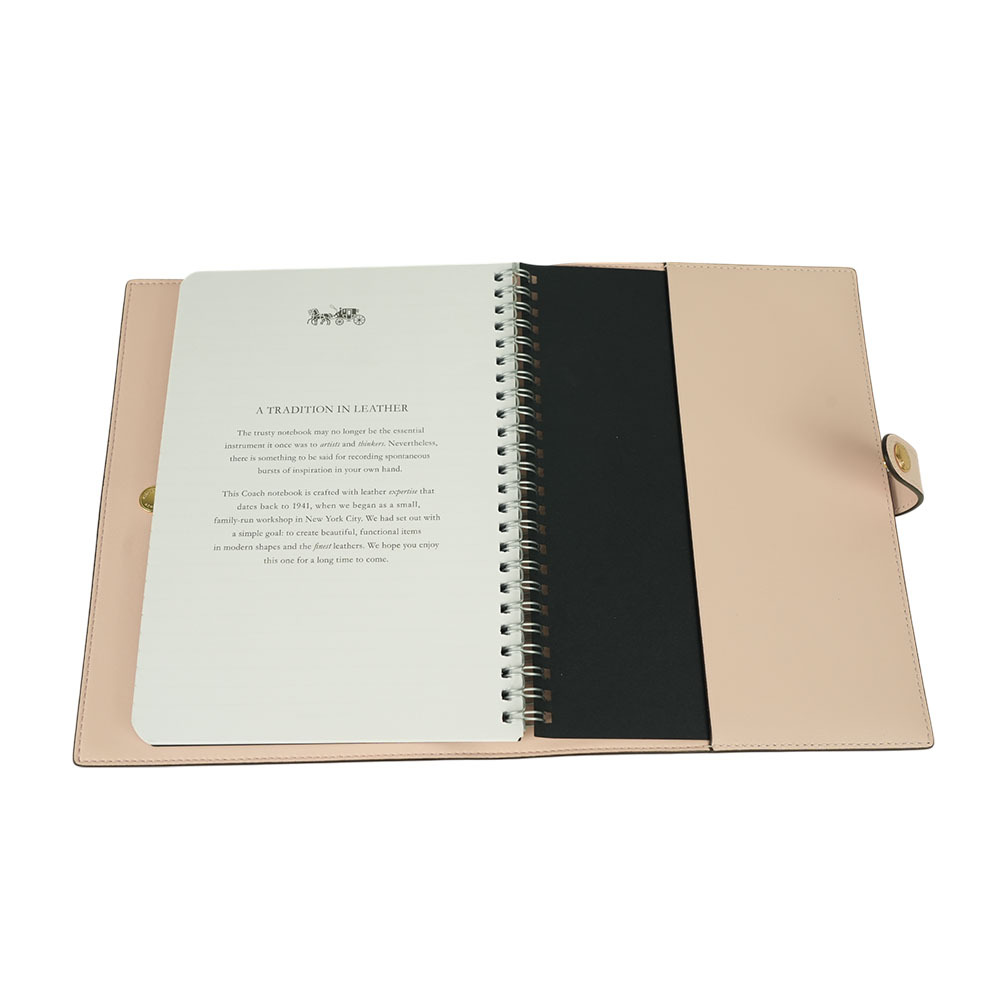 【COACH】玫瑰花圖案塗層帆布及皮革筆記本/記事本(粉色) CY996 08XKE