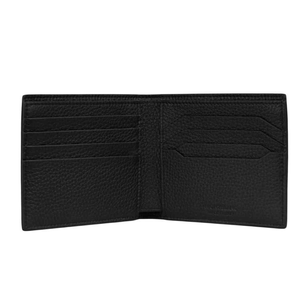 【MONT BLANC】粒面牛皮對開8卡短夾(黑色) 199440