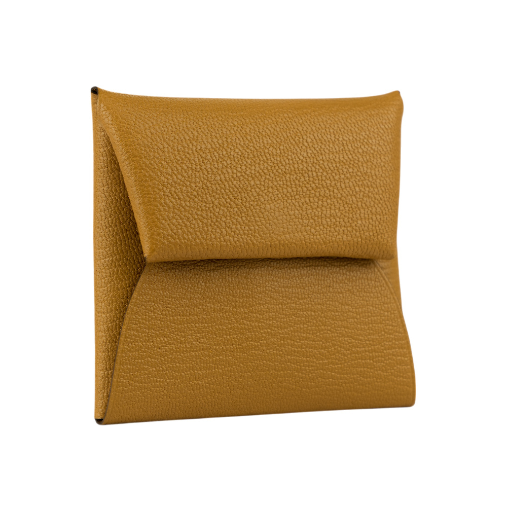 【HERMES】Bastia 山羊皮方形釦式零錢包(土棕色)H039759CK