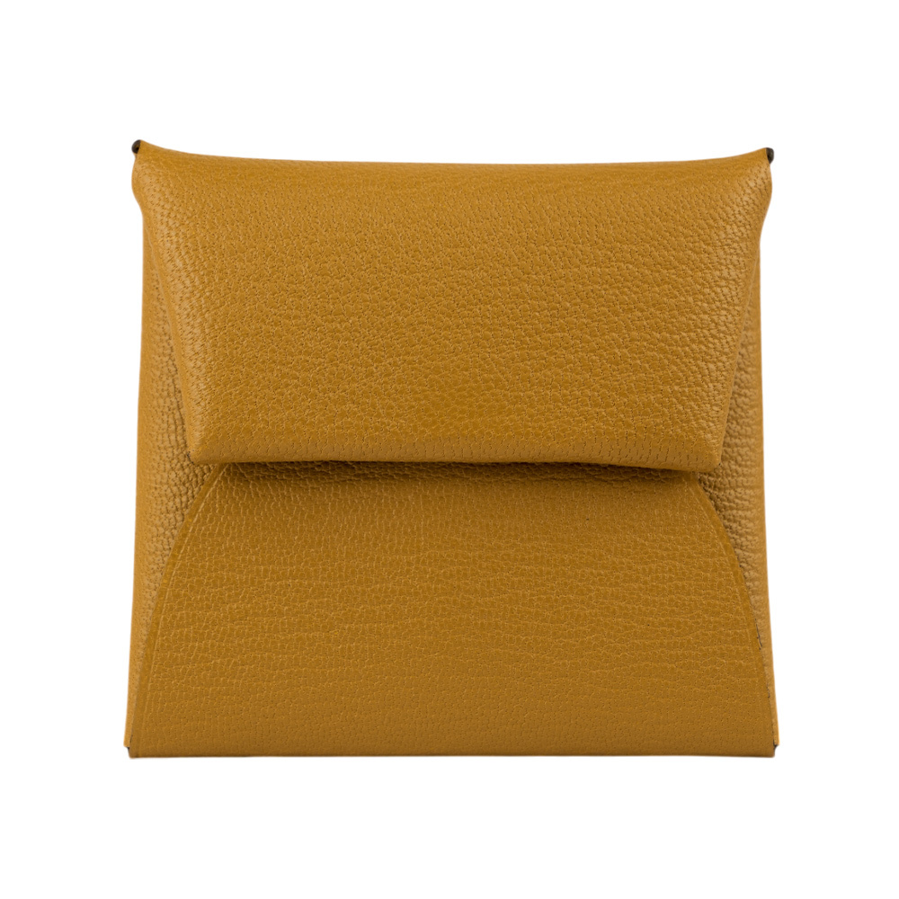 【HERMES】Bastia 山羊皮方形釦式零錢包(土棕色)H039759CK