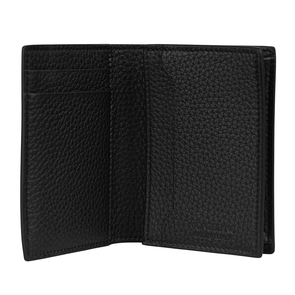 【MONT BLANC】粒面牛皮二折4卡名片夾/卡片夾(黑色) 199442