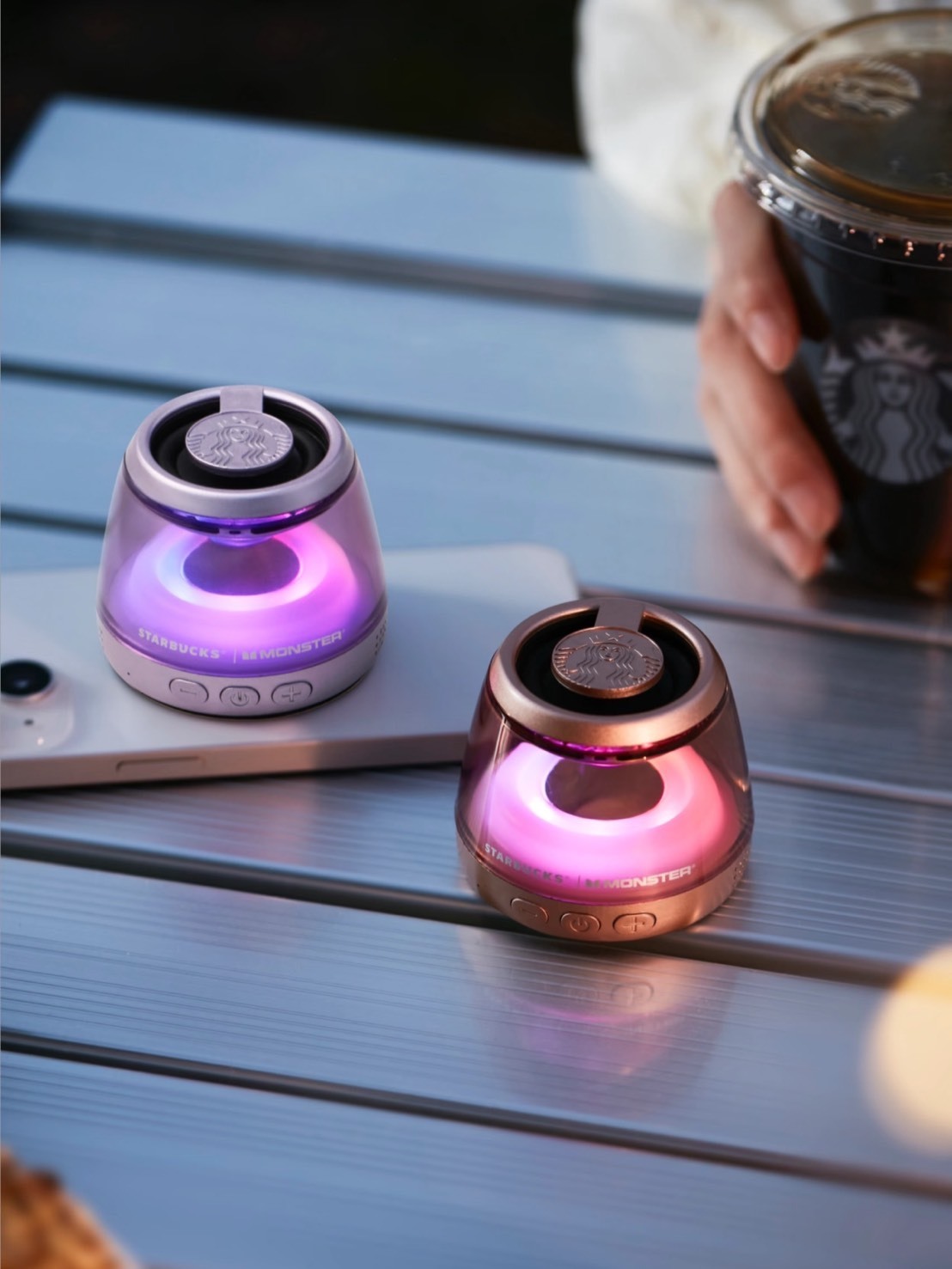 星巴克 X MONSTER 聯名迷你磁吸發光藍芽音響 ✦USB充電