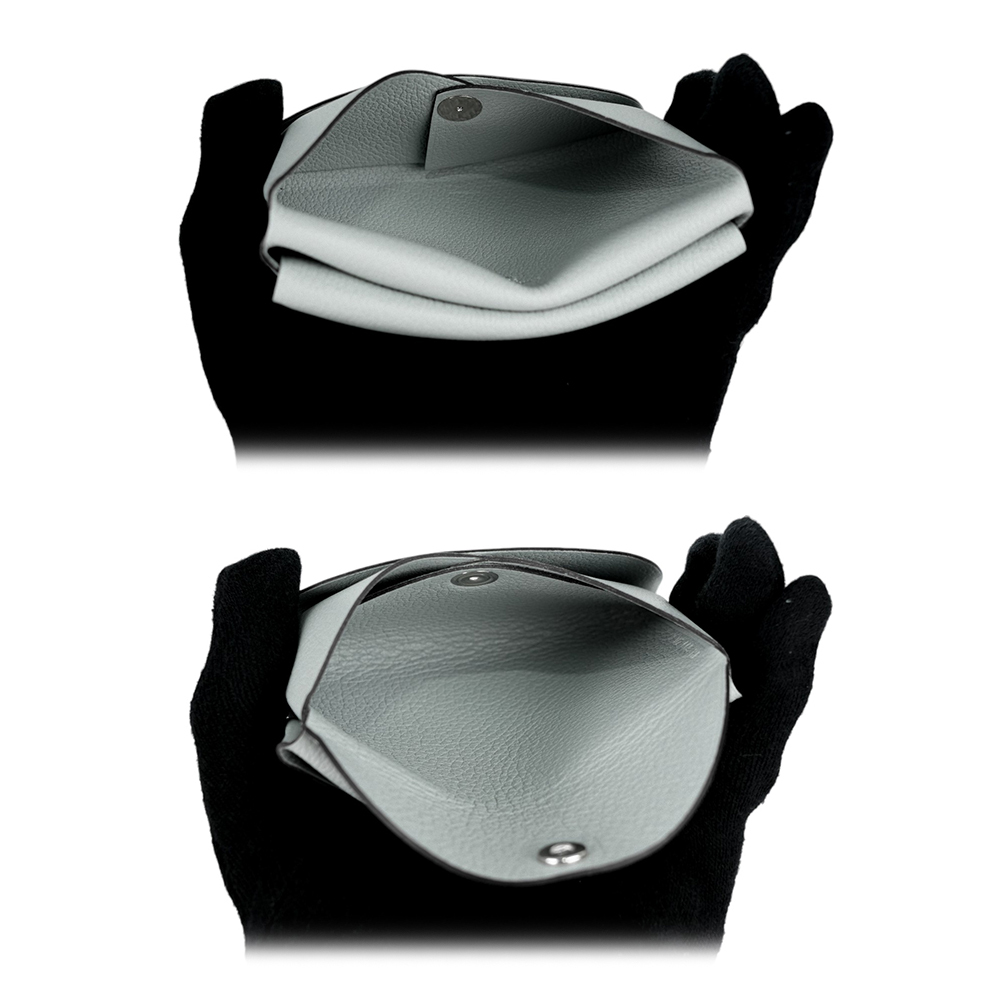【HERMES】Calvi Duo Evercolor皮釦式卡片夾/零錢包(冰川藍)H085238CK8U