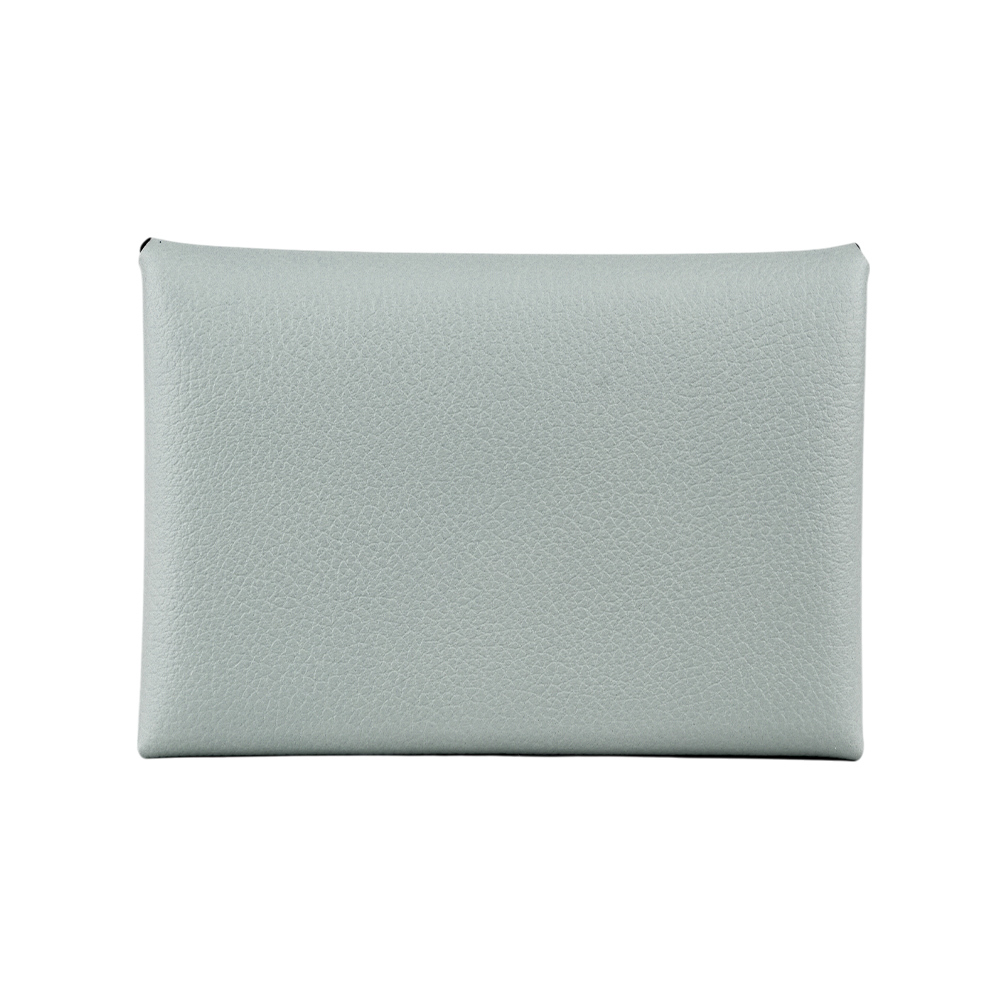 【HERMES】Calvi Duo Evercolor皮釦式卡片夾/零錢包(冰川藍)H085238CK8U