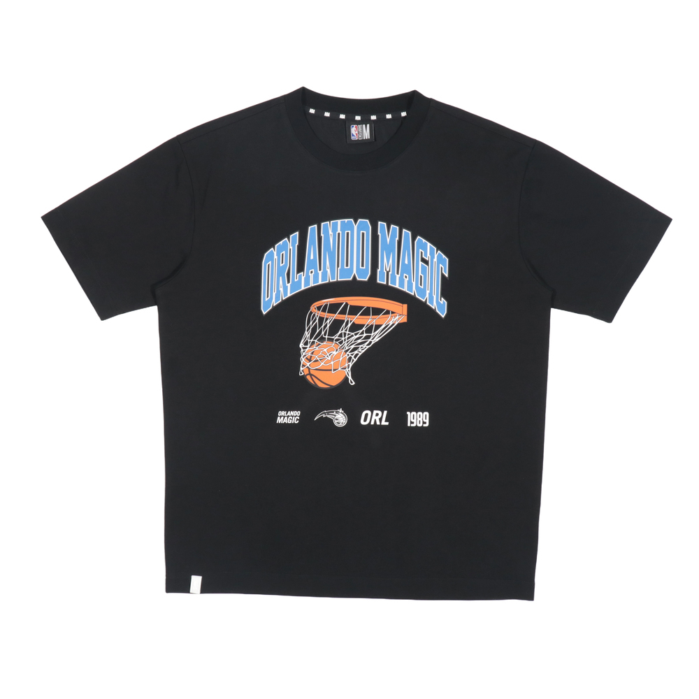 【NBA】中性落肩籃球印花T_ORL-黑