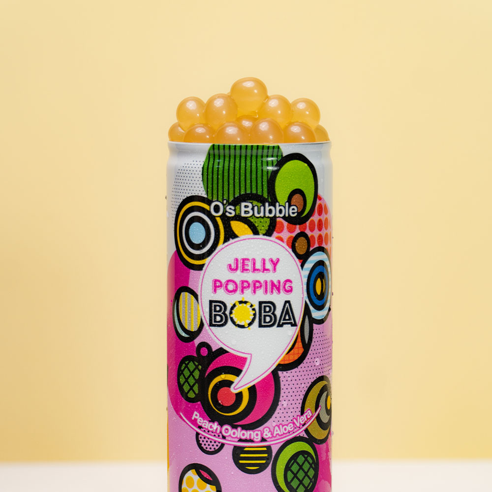 Oolong Tea with Popping Boba and Aloe Vera - Peach