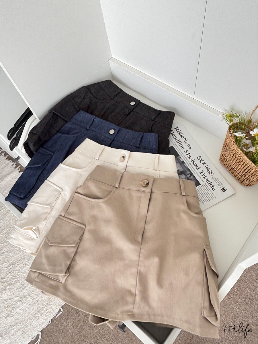 |現貨|🇰🇷工裝口袋A字短褲裙(4色)