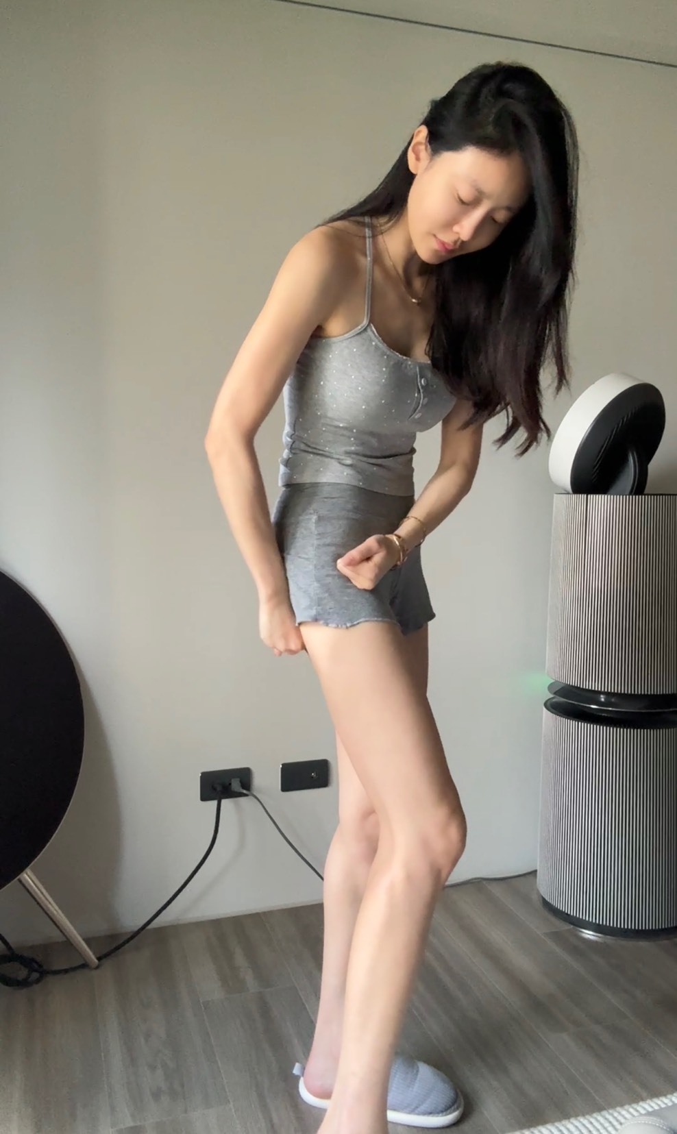 細肩點點蕾絲睡衣組(含胸墊)