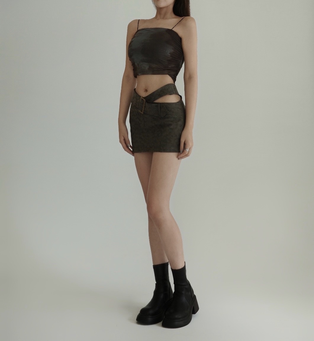 刷舊復古設計短裙