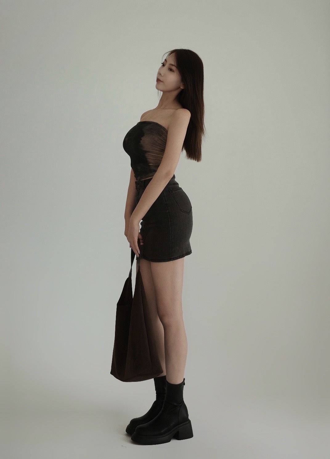 高腰彈力牛仔短裙