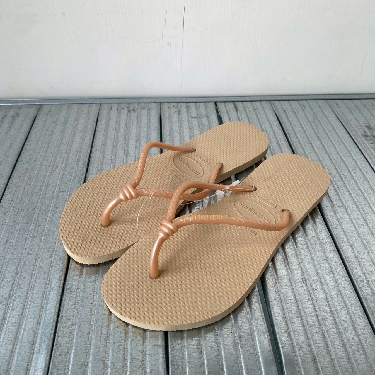 Havaianas 哈瓦仕 拖鞋 素色款 螺旋鞋帶 Tube 卡其色  4149504-0570