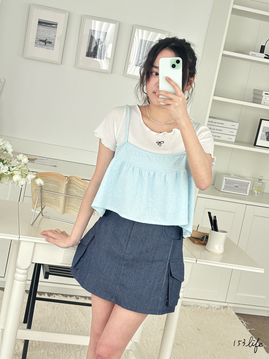 |現貨|🇰🇷綁帶兩面穿壓紋小背心(4色)