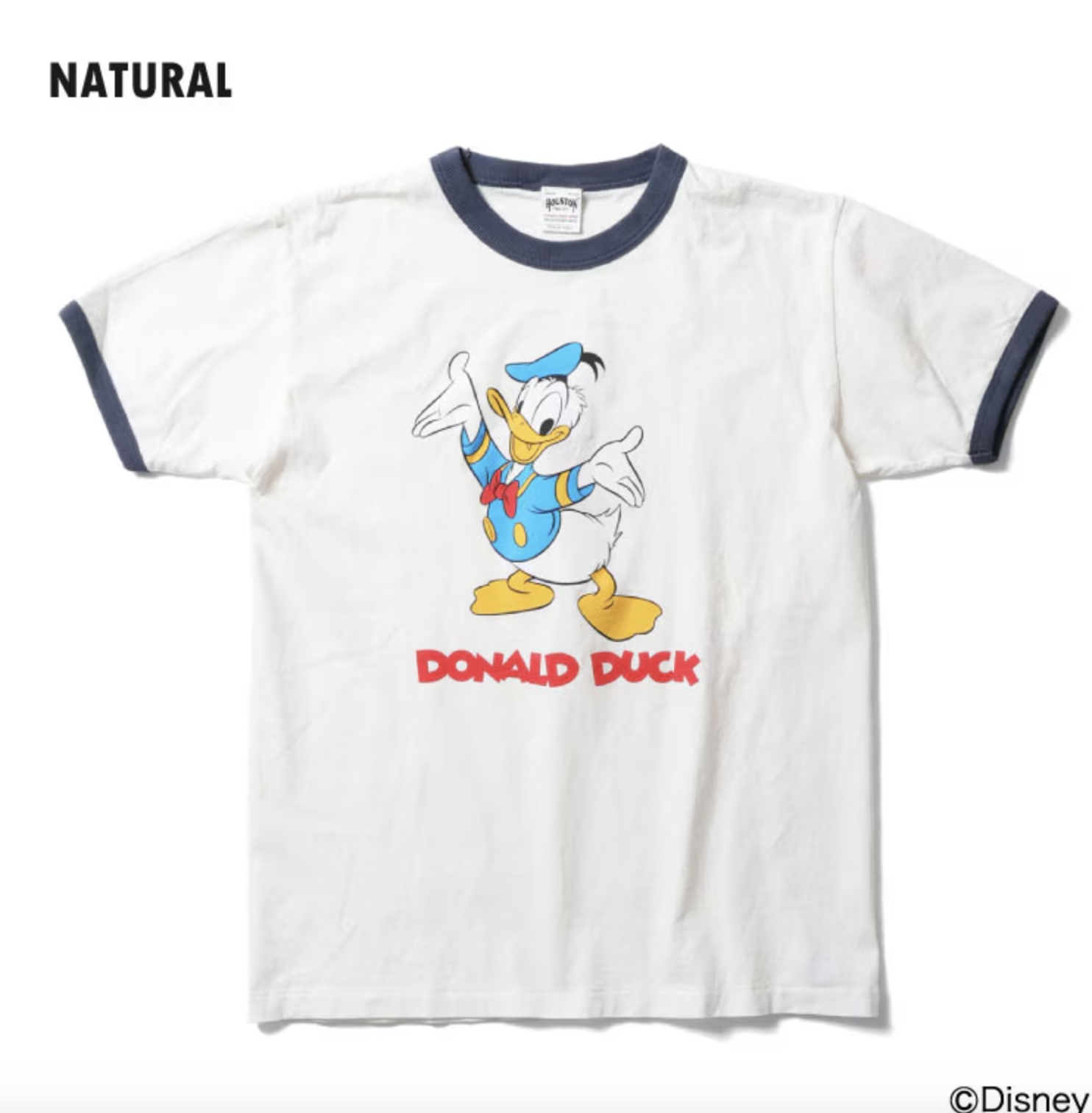 HOUSTON / Disney 授權 DONALD PIGMENT PT S/S RINGER TEE / NATURAL