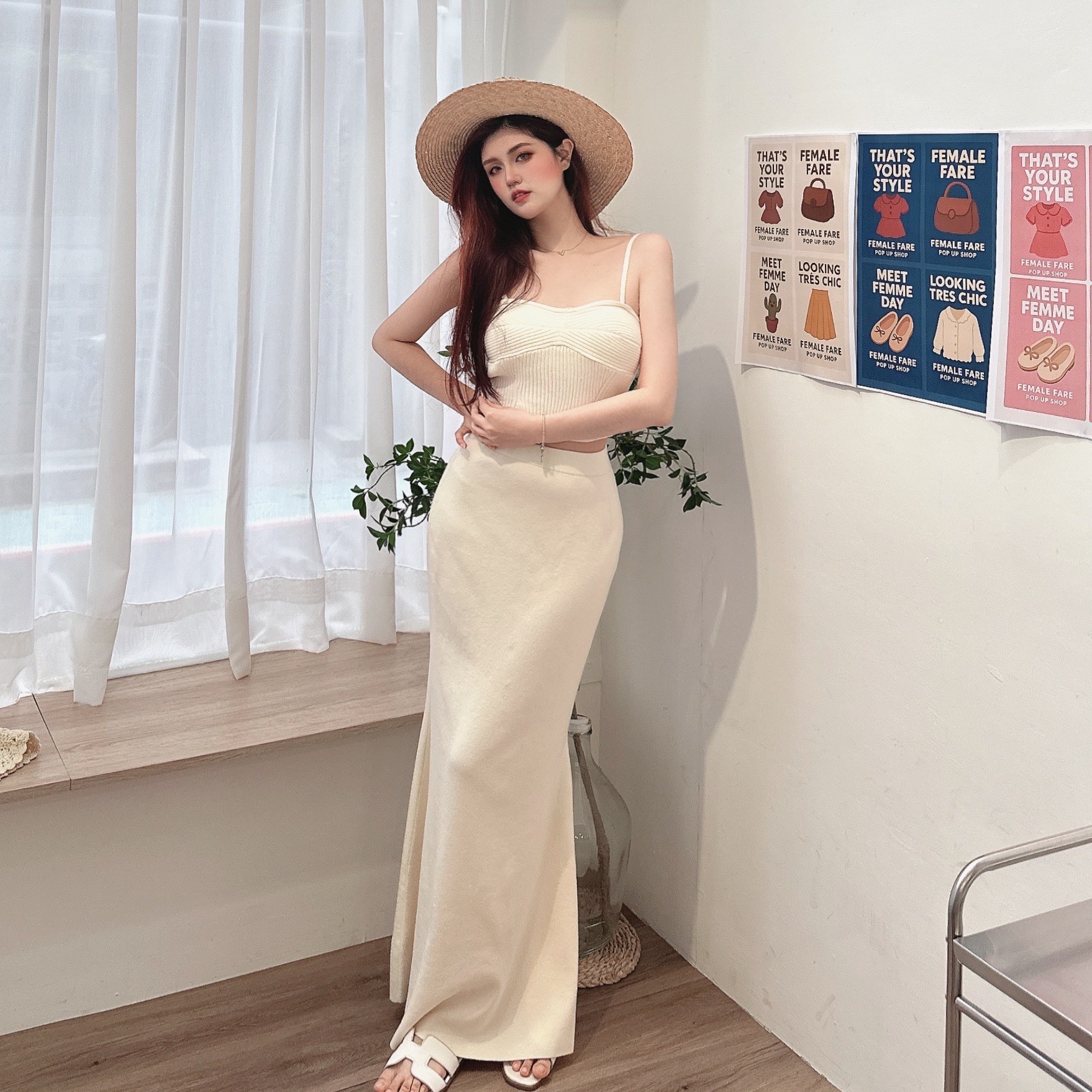 針織馬甲魚尾長裙套裝/二色