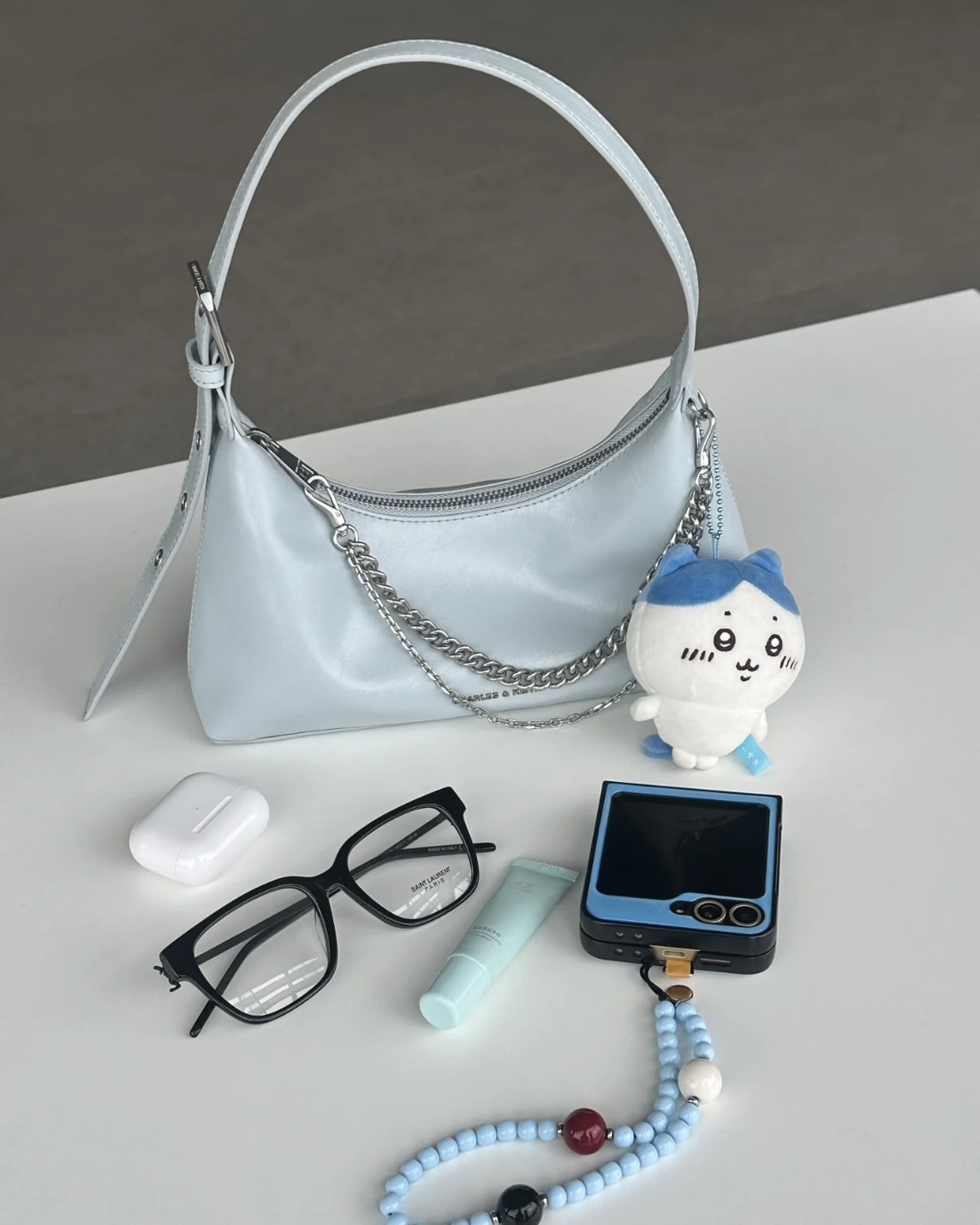 Charles & Keith 小CK Atwood 皺褶 鍊條 墜飾 手提包 腋下包 四色