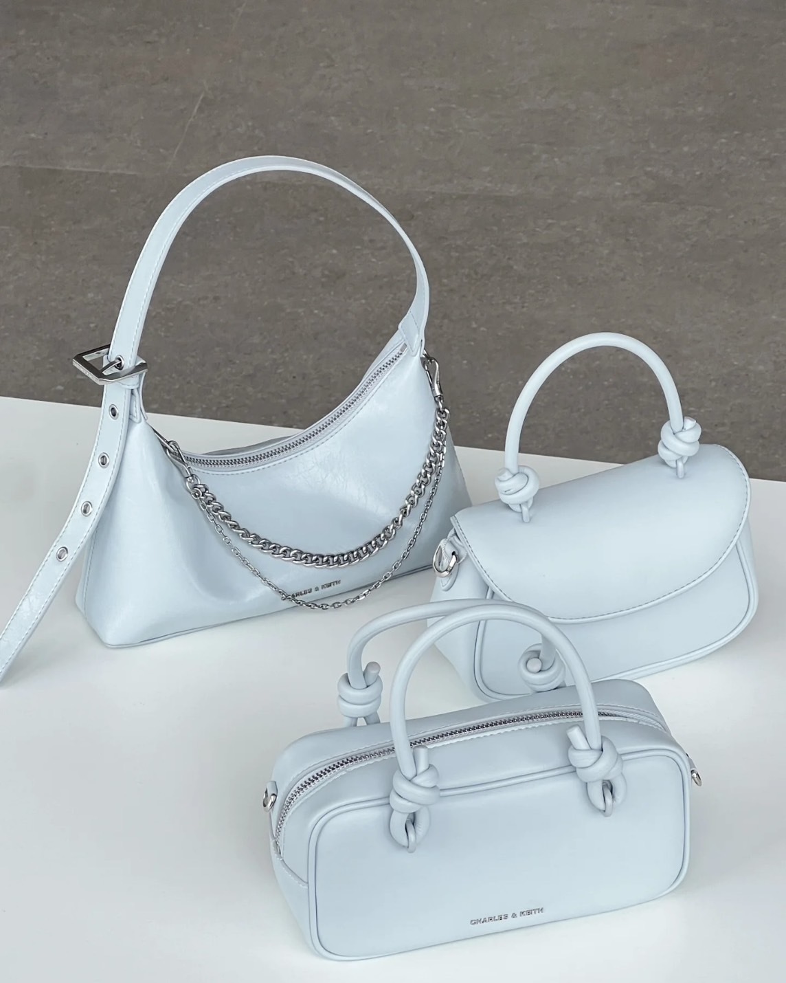 Charles & Keith 小CK Atwood 皺褶 鍊條 墜飾 手提包 腋下包 四色