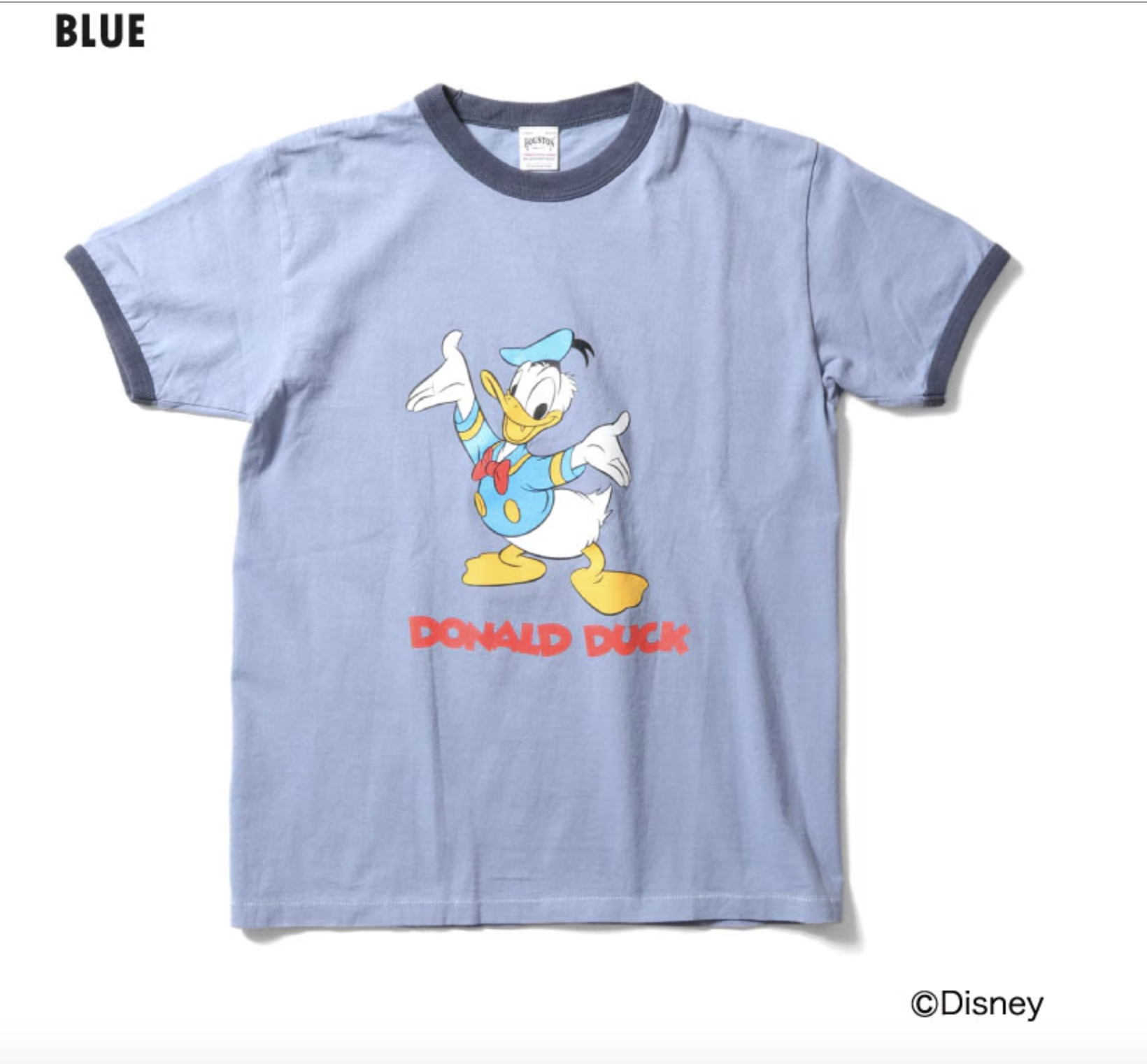 HOUSTON / Disney 授權 DONALD PIGMENT PT S/S RINGER TEE / Blue