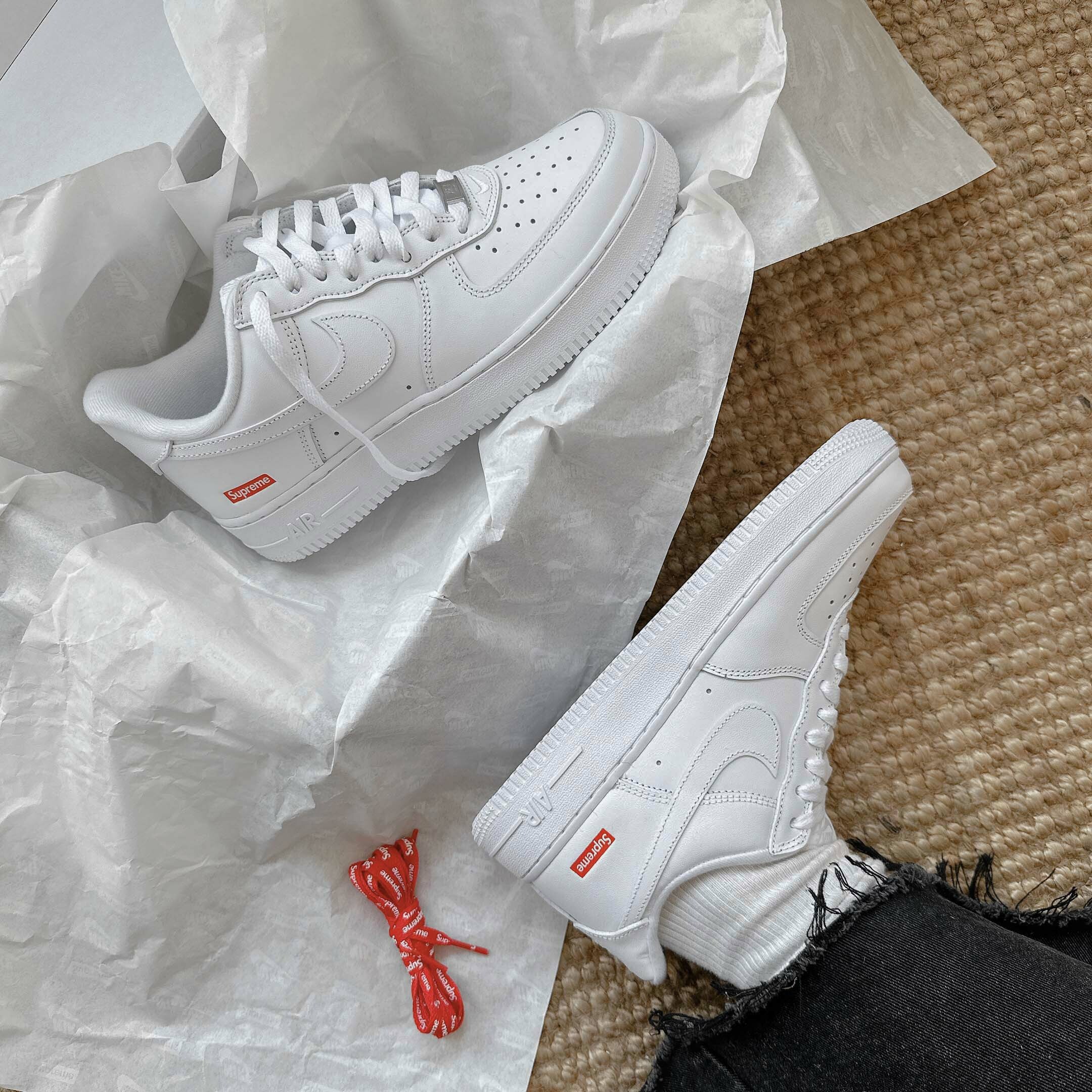 SUPREME X NIKE AIR FORCE 1 AF1 聯名款 全白 男女鞋 CU9225-100 / 現貨