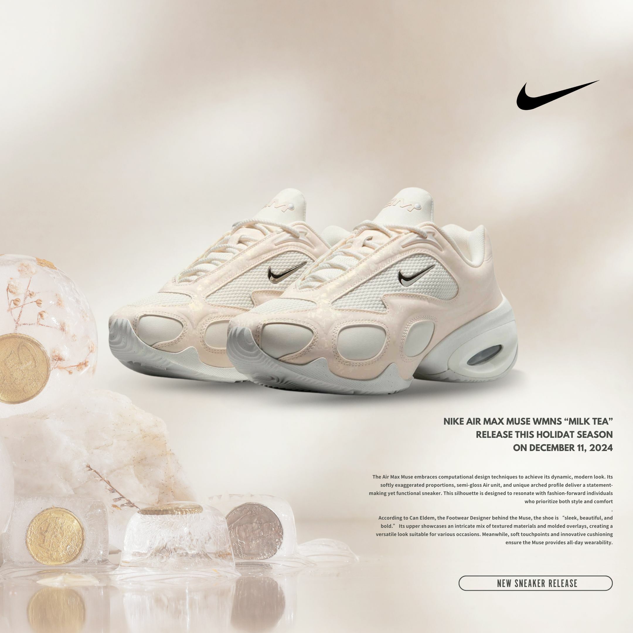 NICEDAY 現貨 Nike Air Max Muse SE Sail 米白 白沙色 麂皮 慕斯 HM0750-100