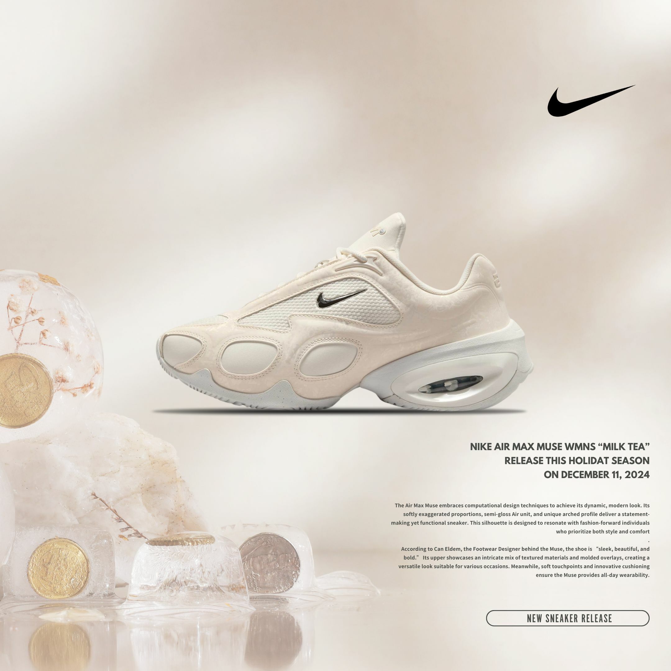 NICEDAY 現貨 Nike Air Max Muse SE Sail 米白 白沙色 麂皮 慕斯 HM0750-100