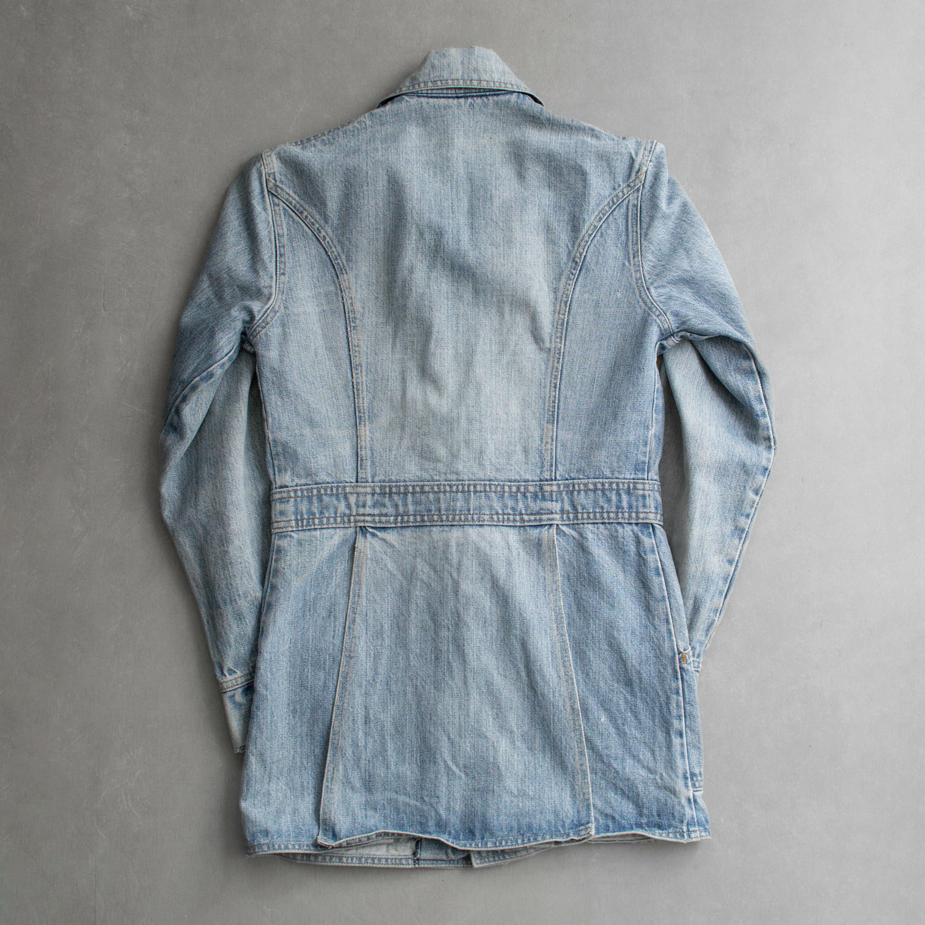 70S LEVIS DENIM SAFARI JACKET 美國製 淺藍 橘標 丹寧 長版 外套