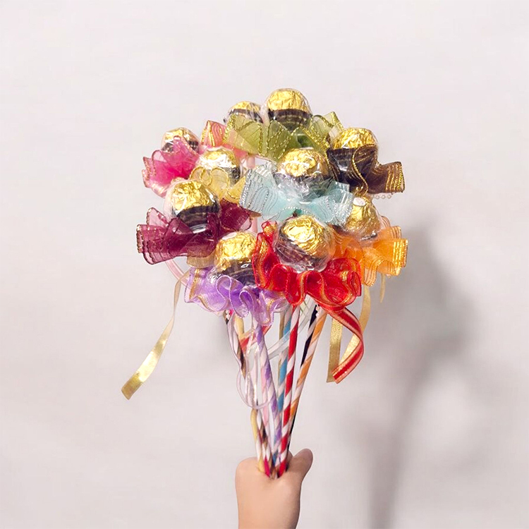 混色單枝金莎花,單支金莎花,單支金莎花束,單支金莎花棒,Single branch of Ferrero Rocher bouquet