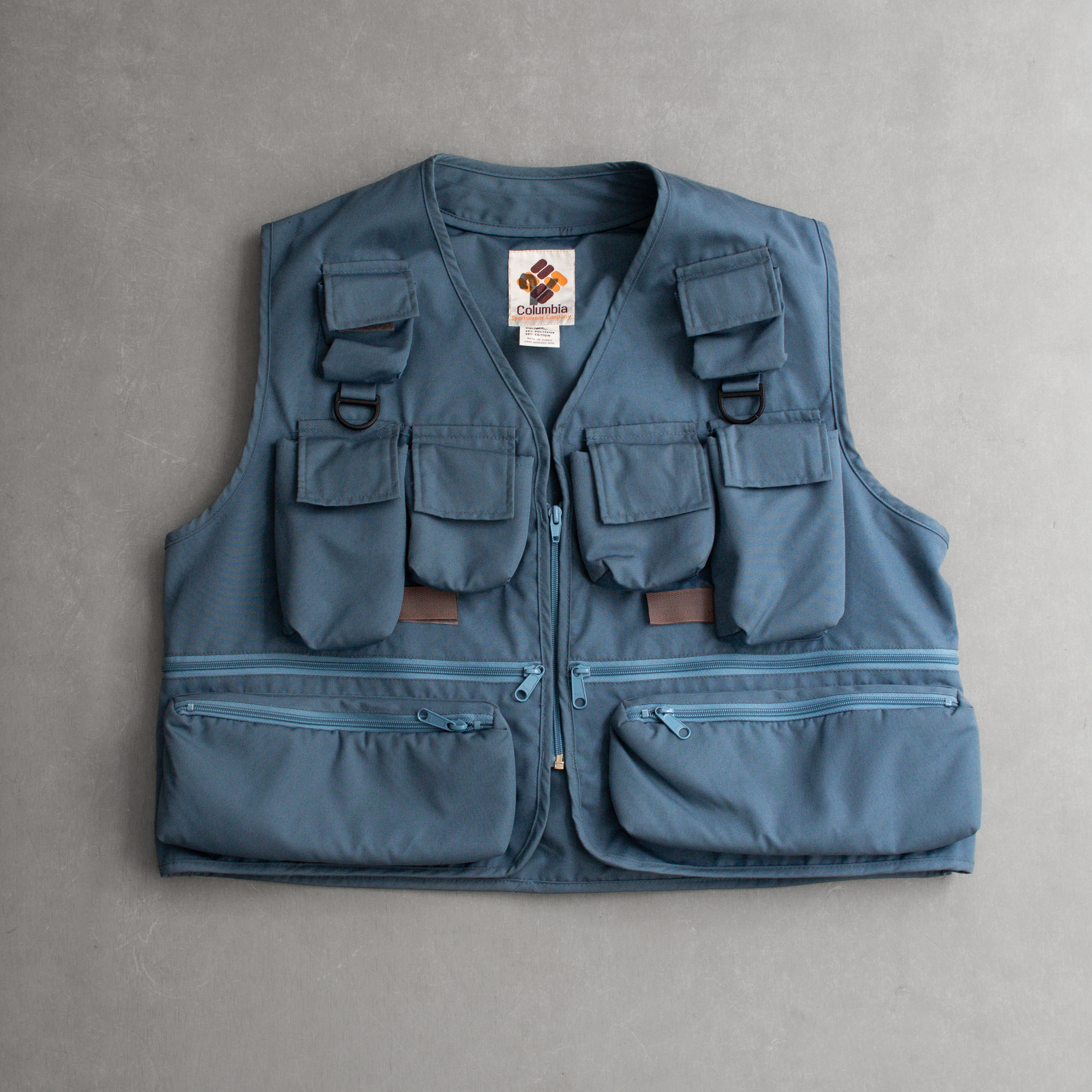 70-80S COLUMBIA FISHING VEST 哥倫比亞 水藍 口袋 飛蠅 釣魚 背心
