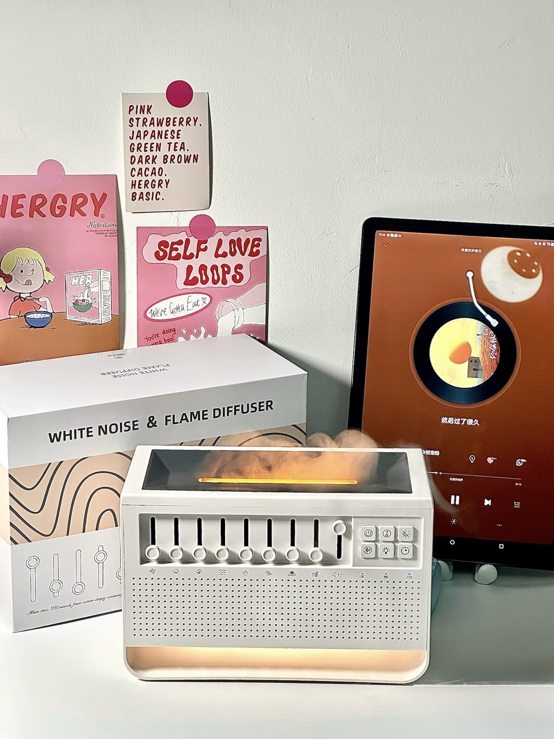 KTQ STORE  ‧ MGWK 音箱 白噪音火焰香薰機 舒緩解壓 助眠 仿真火焰氛圍燈 定時關閉